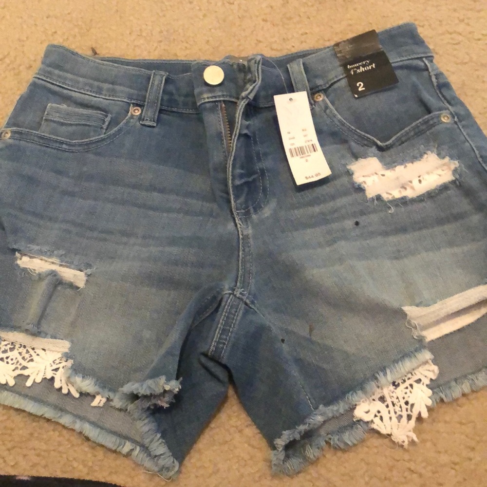 Denim Shorts with lace inset